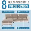 imageHVERSAILTEX Sectional Couch Covers 4 Pieces Sofa Seat Cushion Covers L Shape Separate Cushion Couch Chaise Cover for Both LeftRight Sectional Couch Seat Only 1 Chaise  3 Sofa GreySand
