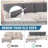 imageHVERSAILTEX Sectional Couch Covers 4 Pieces Sofa Seat Cushion Covers L Shape Separate Cushion Couch Chaise Cover for Both LeftRight Sectional Couch Seat Only 1 Chaise  3 Sofa GreyCharcoal Grey