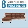 imageHVERSAILTEX Sectional Couch Covers 4 Pieces Sofa Seat Cushion Covers L Shape Separate Cushion Couch Chaise Cover for Both LeftRight Sectional Couch Seat Only 1 Chaise  3 Sofa GreyCaramel