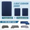 imageHVERSAILTEX Sectional Couch Covers 4 Pieces Sofa Seat Cushion Covers L Shape Separate Cushion Couch Chaise Cover for Both LeftRight Sectional Couch Seat Only 1 Chaise  3 Sofa GreyNavy