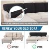 imageHVERSAILTEX Sectional Couch Covers 4 Pieces Sofa Seat Cushion Covers L Shape Separate Cushion Couch Chaise Cover for Both LeftRight Sectional Couch Seat Only 1 Chaise  3 Sofa GreyBlack