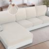 imageHVERSAILTEX Sectional Couch Covers 4 Pieces Sofa Seat Cushion Covers L Shape Separate Cushion Couch Chaise Cover for Both LeftRight Sectional Couch Seat Only 1 Chaise  3 Sofa GreyIvory