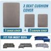 imageHVERSAILTEX Sectional Couch Covers 4 Pieces Sofa Seat Cushion Covers L Shape Separate Cushion Couch Chaise Cover for Both LeftRight Sectional Couch Seat Only 1 Chaise  3 Sofa GreyTaupe