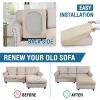 imageHVERSAILTEX Sectional Couch Covers 4 Pieces Sofa Seat Cushion Covers L Shape Separate Cushion Couch Chaise Cover for Both LeftRight Sectional Couch Seat Only 1 Chaise  3 Sofa GreyNatural