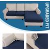 imageHVERSAILTEX Sectional Couch Covers 4 Pieces Sofa Seat Cushion Covers L Shape Separate Cushion Couch Chaise Cover for Both LeftRight Sectional Couch Seat Only 1 Chaise  3 Sofa GreyNavy