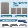 imageHVERSAILTEX Sectional Couch Covers 4 Pieces Sofa Seat Cushion Covers L Shape Separate Cushion Couch Chaise Cover for Both LeftRight Sectional Couch Seat Only 1 Chaise  3 Sofa GreyTaupe