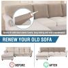 imageHVERSAILTEX Sectional Couch Covers 4 Pieces Sofa Seat Cushion Covers L Shape Separate Cushion Couch Chaise Cover for Both LeftRight Sectional Couch Seat Only 1 Chaise  3 Sofa GreySand