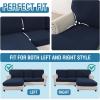 imageHVERSAILTEX Sectional Couch Covers 4 Pieces Sofa Seat Cushion Covers L Shape Separate Cushion Couch Chaise Cover for Both LeftRight Sectional Couch Seat Only 1 Chaise  3 Sofa GreyNavy