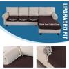 imageHVERSAILTEX Sectional Couch Covers 4 Pieces Sofa Seat Cushion Covers L Shape Separate Cushion Couch Chaise Cover for Both LeftRight Sectional Couch Seat Only 1 Chaise  3 Sofa GreyChocolate