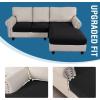 imageHVERSAILTEX Sectional Couch Covers 4 Pieces Sofa Seat Cushion Covers L Shape Separate Cushion Couch Chaise Cover for Both LeftRight Sectional Couch Seat Only 1 Chaise  3 Sofa GreyBlack