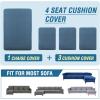 imageHVERSAILTEX Sectional Couch Covers 4 Pieces Sofa Seat Cushion Covers L Shape Separate Cushion Couch Chaise Cover for Both LeftRight Sectional Couch Seat Only 1 Chaise  3 Sofa GreyDusty Blue