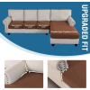 imageHVERSAILTEX Sectional Couch Covers 4 Pieces Sofa Seat Cushion Covers L Shape Separate Cushion Couch Chaise Cover for Both LeftRight Sectional Couch Seat Only 1 Chaise  3 Sofa GreyCaramel