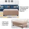 imageHVERSAILTEX Square Ottoman Covers Ottoman Slipcovers Folding Storage Stool Furniture Protector Form Fit with Elastic Bottom Stretch High Spandex Small Checks Jacquard FabricLargeDeep TealSand