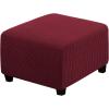 imageHVERSAILTEX Square Ottoman Covers Ottoman Slipcovers Folding Storage Stool Furniture Protector Form Fit with Elastic Bottom Stretch High Spandex Small Checks Jacquard FabricLargeDeep TealWineBurgundy