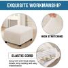 imageHVERSAILTEX Square Ottoman Covers Ottoman Slipcovers Folding Storage Stool Furniture Protector Form Fit with Elastic Bottom Stretch High Spandex Small Checks Jacquard FabricLargeDeep TealIvory