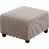 imageHVERSAILTEX Square Ottoman Covers Ottoman Slipcovers Folding Storage Stool Furniture Protector Form Fit with Elastic Bottom Stretch High Spandex Small Checks Jacquard FabricLargeDeep TealTaupe
