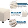 imageHVERSAILTEX Square Ottoman Covers Ottoman Slipcovers Folding Storage Stool Furniture Protector Form Fit with Elastic Bottom Stretch High Spandex Small Checks Jacquard FabricLargeDeep TealNatural