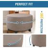 imageHVERSAILTEX Square Ottoman Covers Ottoman Slipcovers Folding Storage Stool Furniture Protector Form Fit with Elastic Bottom Stretch High Spandex Small Checks Jacquard FabricLargeDeep TealTaupe