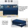 imageHVERSAILTEX Square Ottoman Covers Ottoman Slipcovers Folding Storage Stool Furniture Protector Form Fit with Elastic Bottom Stretch High Spandex Small Checks Jacquard FabricLargeDeep TealNavy