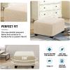 imageHVERSAILTEX Square Ottoman Covers Ottoman Slipcovers Folding Storage Stool Furniture Protector Form Fit with Elastic Bottom Stretch High Spandex Small Checks Jacquard FabricLargeDeep TealNatural