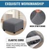 imageHVERSAILTEX Square Ottoman Covers Ottoman Slipcovers Folding Storage Stool Furniture Protector Form Fit with Elastic Bottom Stretch High Spandex Small Checks Jacquard FabricLargeDeep TealGrey