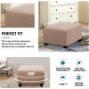imageHVERSAILTEX Square Ottoman Covers Ottoman Slipcovers Folding Storage Stool Furniture Protector Form Fit with Elastic Bottom Stretch High Spandex Small Checks Jacquard FabricLargeDeep TealSand