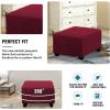 imageHVERSAILTEX Square Ottoman Covers Ottoman Slipcovers Folding Storage Stool Furniture Protector Form Fit with Elastic Bottom Stretch High Spandex Small Checks Jacquard FabricLargeDeep TealWineBurgundy