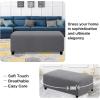 imageHVERSAILTEX Square Ottoman Covers Ottoman Slipcovers Folding Storage Stool Furniture Protector Form Fit with Elastic Bottom Stretch High Spandex Small Checks Jacquard FabricLargeDeep TealGrey