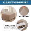 imageHVERSAILTEX Square Ottoman Covers Ottoman Slipcovers Folding Storage Stool Furniture Protector Form Fit with Elastic Bottom Stretch High Spandex Small Checks Jacquard FabricLargeDeep TealSand