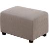 imageHVERSAILTEX Square Ottoman Covers Ottoman Slipcovers Folding Storage Stool Furniture Protector Form Fit with Elastic Bottom Stretch High Spandex Small Checks Jacquard FabricLargeDeep TealTaupe