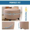imageHVERSAILTEX Square Ottoman Covers Ottoman Slipcovers Folding Storage Stool Furniture Protector Form Fit with Elastic Bottom Stretch High Spandex Small Checks Jacquard FabricLargeDeep TealSand