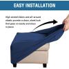 imageHVERSAILTEX Square Ottoman Covers Ottoman Slipcovers Folding Storage Stool Furniture Protector Form Fit with Elastic Bottom Stretch High Spandex Small Checks Jacquard FabricLargeDeep TealNavy