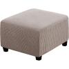 imageHVERSAILTEX Square Ottoman Covers Ottoman Slipcovers Folding Storage Stool Furniture Protector Form Fit with Elastic Bottom Stretch High Spandex Small Checks Jacquard FabricLargeDeep TealTaupe