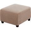 imageHVERSAILTEX Square Ottoman Covers Ottoman Slipcovers Folding Storage Stool Furniture Protector Form Fit with Elastic Bottom Stretch High Spandex Small Checks Jacquard FabricLargeDeep TealSand