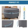 imageHVERSAILTEX Square Ottoman Covers Ottoman Slipcovers Folding Storage Stool Furniture Protector Form Fit with Elastic Bottom Stretch High Spandex Small Checks Jacquard FabricLargeDeep TealGrey