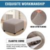 imageHVERSAILTEX Square Ottoman Covers Ottoman Slipcovers Folding Storage Stool Furniture Protector Form Fit with Elastic Bottom Stretch High Spandex Small Checks Jacquard FabricLargeDeep TealTaupe