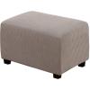 imageHVERSAILTEX Square Ottoman Covers Ottoman Slipcovers Folding Storage Stool Furniture Protector Form Fit with Elastic Bottom Stretch High Spandex Small Checks Jacquard FabricLargeDeep TealTaupe