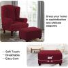imageHVERSAILTEX Square Ottoman Covers Ottoman Slipcovers Folding Storage Stool Furniture Protector Form Fit with Elastic Bottom Stretch High Spandex Small Checks Jacquard FabricLargeDeep TealWineBurgundy