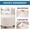 imageHVERSAILTEX Square Ottoman Covers Ottoman Slipcovers Folding Storage Stool Furniture Protector Form Fit with Elastic Bottom Stretch High Spandex Small Checks Jacquard FabricLargeDeep TealIvory