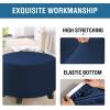 imageHVERSAILTEX Square Ottoman Covers Ottoman Slipcovers Folding Storage Stool Furniture Protector Form Fit with Elastic Bottom Stretch High Spandex Small Checks Jacquard FabricLargeDeep TealNavy