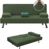 imageHVERSAILTEX 4 Pieces Stretch Futon Covers Sofa Bed Slipcover with Removable Armrests and Cupholders Covers Furniture Protector High Spandex Small Checks Jacquard Fabric BlackBronze Green