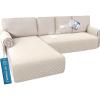 imageHVERSAILTEX L Shape Sectional Couch Covers 2Piece L Couch Cover 100 Waterproof Pet Couch Covers for Sectional Sofa WashableLeft Chaise  3 Seat Sofa Rocket GrayCoconut Milk