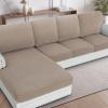 imageHVERSAILTEX Sectional Couch Covers 4 Pieces Sofa Seat Cushion Covers L Shape Separate Cushion Couch Chaise Cover for Both LeftRight Sectional Couch Seat Only 1 Chaise  3 Sofa GreySand