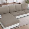 imageHVERSAILTEX Sectional Couch Covers 4 Pieces Sofa Seat Cushion Covers L Shape Separate Cushion Couch Chaise Cover for Both LeftRight Sectional Couch Seat Only 1 Chaise  3 Sofa GreyTaupe
