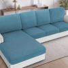 imageHVERSAILTEX Sectional Couch Covers 4 Pieces Sofa Seat Cushion Covers L Shape Separate Cushion Couch Chaise Cover for Both LeftRight Sectional Couch Seat Only 1 Chaise  3 Sofa GreyStorm Blue