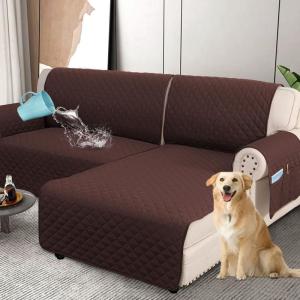 imageHVERSAILTEX 100 Waterproof Couch Covers for Sectional Sofa 2Piece Couch Covers Sectional Couch Cover L Shaped for Dogs Non Slip Right Chaise Lounge Cover  2 Seat Sofa Cover Coconut MilkChocolate