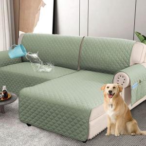imageHVERSAILTEX 100 Waterproof Couch Covers for Sectional Sofa 2Piece Couch Covers Sectional Couch Cover L Shaped for Dogs Non Slip Right Chaise Lounge Cover  2 Seat Sofa Cover Coconut MilkPale Aqua