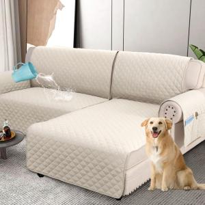 imageHVERSAILTEX 100 Waterproof Couch Covers for Sectional Sofa 2Piece Couch Covers Sectional Couch Cover L Shaped for Dogs Non Slip Right Chaise Lounge Cover  2 Seat Sofa Cover Coconut MilkCoconut Milk