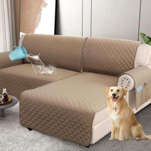 imageHVERSAILTEX 100 Waterproof Couch Covers for Sectional Sofa 2Piece Couch Covers Sectional Couch Cover L Shaped for Dogs Non Slip Right Chaise Lounge Cover  2 Seat Sofa Cover Coconut MilkFrench Oak
