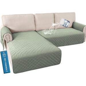 imageHVERSAILTEX L Shape Sectional Couch Covers 2Piece L Couch Cover 100 Waterproof Pet Couch Covers for Sectional Sofa WashableLeft Chaise  3 Seat Sofa Rocket GrayPale Aqua